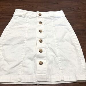 Loft white denim skirt
